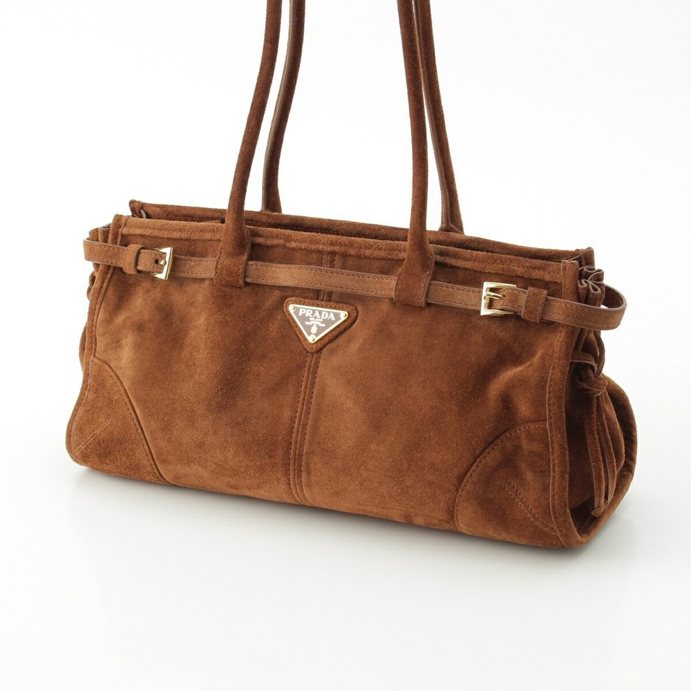 Prada Bonnie Suede Handbag Brown - Picture 3 of 10